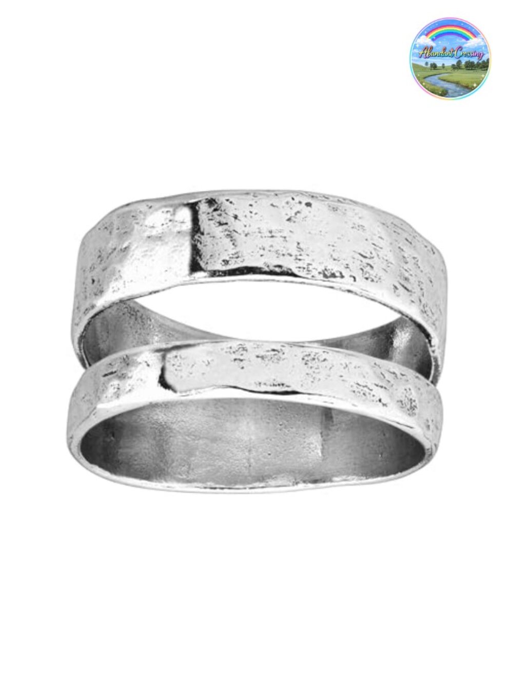 Sterling Silver Two Bar Ring Double Band Textured